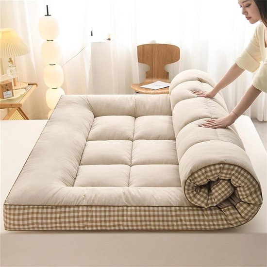 Opvouwbare Matras - Slaapkussen Futon - Gastvrij Ontvangen - Traagschuim Ondersteuning - 6 cm Dik - Beige