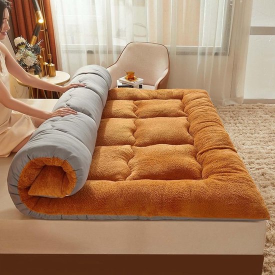 Opvouwbare Matras - Slaapmat Vloermatras - Kamperen Thuis - Dubbele Dikke Vulling - 18 m x 2 m - Bruin