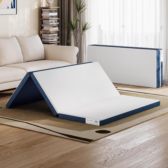 Opvouwbare Matras - Topper Matras - Extra Slaapcomfort - Waterdichte Hoes - 160 x 200 cm - Grijs