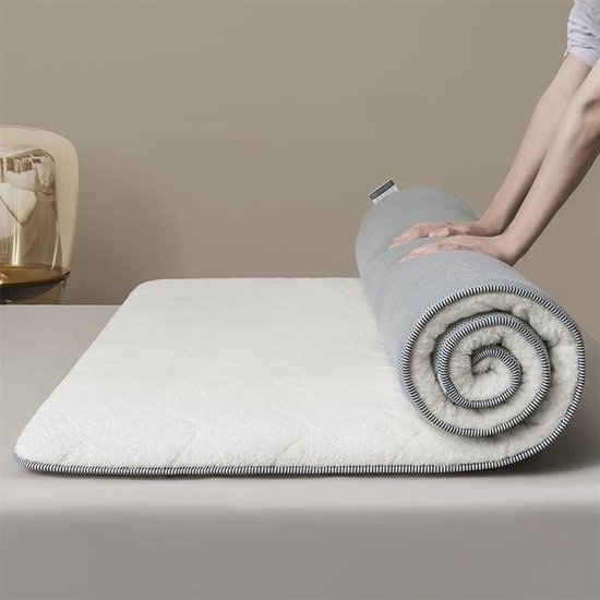 Opvouwbare Matras - Vloermat Futon - Comfortabel Slapen - Zachte Pluche Stof - 80x190cm - Wit