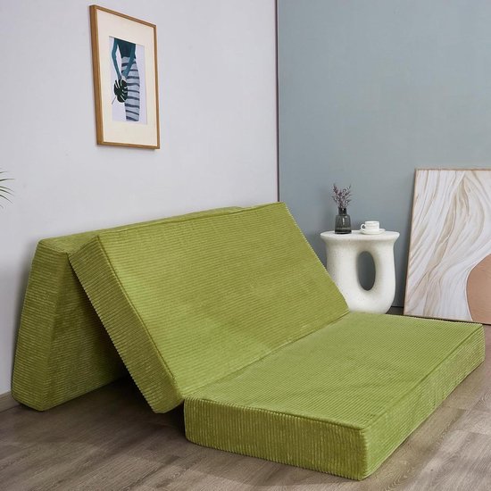 Opvouwbare Matras - Vloermat Futon - Gast slapen - Hoge dichtheid schuim - 135x190cm - Olijfgroen