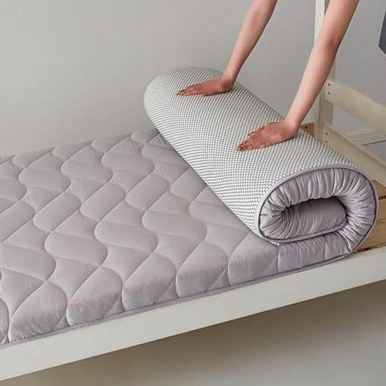 Opvouwbare Matras - Vloermatras Gast - Comfortabel Slapen - Ademend Oprolontwerp - Voor Diverse Bedden - Grijs