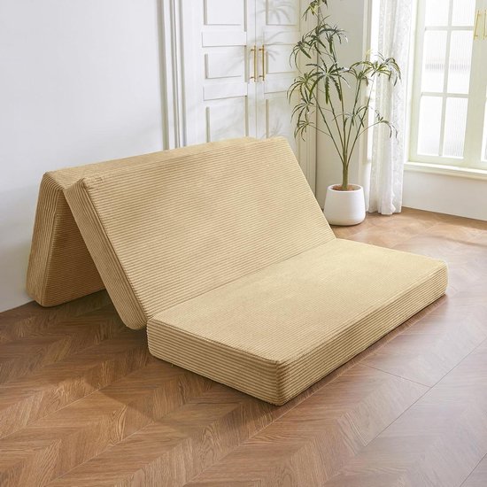 Opvouwbare Matras - Vloermatras Gastenbed - Ontspannen Zitten Slapen - Hoge Dichtheid Schuim - 135x190cm 10cm - Camel