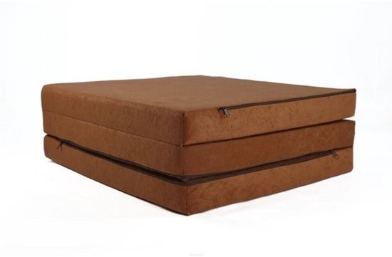 Opvouwbare matras voor gasten - Bed dat opgevouwen kan worden - Voor logeerpartijen en reizen - Orthopedisch schuim - 195x60x9cm - Bruin