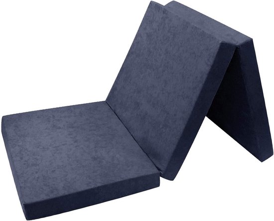 Opvouwbare matras voor logeerbed, futon en poef - 195 x 80 x 9 cm, kleur blauw van Merano