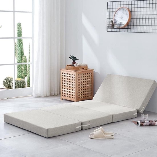 Opvouwbare Matras - Vouwbed Matras - Gast slapen - Schuim Gevuld - 70x200x5cm - Lichtgrijs