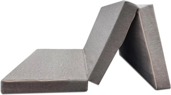 Opvouwbare Matras - Vouwmatras Gasten - Kamperen en Reizen - Inclusief Overtrek - 120 x 200 cm - Grijs
