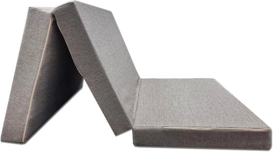 Opvouwbare Matras - Vouwmatras Gasten - Kamperen Reizen - Inclusief Overtrek - 120 x 200 cm - Grijs