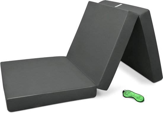 Opvouwbare Matras - Vouwmatras Gastenbed - Ruimtebesparend Slapen - Wasbare Hoes - 90x200 cm - Antraciet