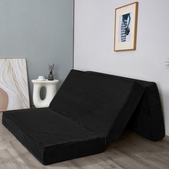 Opvouwbare Matras - Vouwmatras Gastenmatras - Comfortabel Slapen - 15 cm Dik Schuim - 200 x 150 cm - Zwart