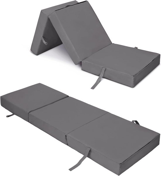 Opvouwbare Matras - Z Bed Futon - Gast en Logeer - Waterbestendig - 198 x 66 cm - Donkergrijs