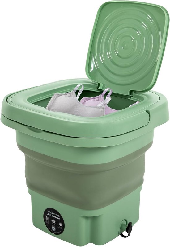 Opvouwbare Mini Wasmachine Compact Energiezuinig 8L Capaciteit met 3 Tijdsinstellingen Draagbare Wasmachine voor Studenten Camping Appartementen Babykleding Handdoeken Ondergoed groente van Merkloos