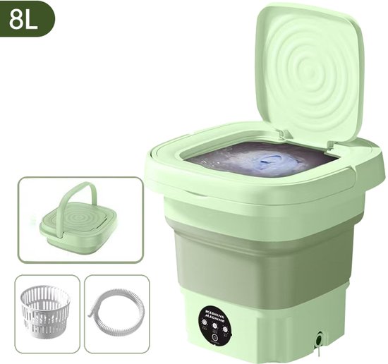 Opvouwbare mini wasmachine voor thuisgebruik, draagbare mini-opvouwbare wasmachine blauwlichtsterilisatie + grotere motor met afvoermand + afvoerslang van Merkloos
