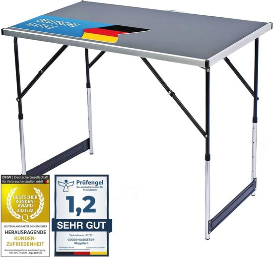 Opvouwbare Multifunctionele Tafel voor Camping en Tuin - In Hoogte Verstelbaar Klaptafel 100 x 60 cm van Merkloos