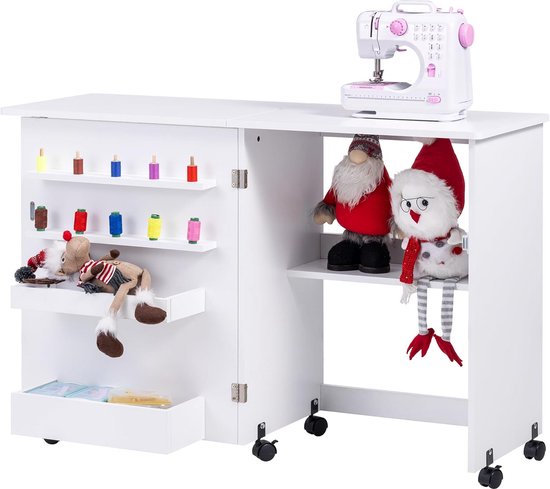 Opvouwbare Naaitafel - Multifunctioneel Knutselstation met Compact Ontwerp en Wielen