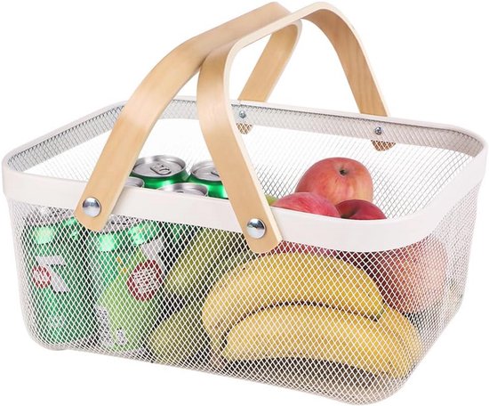 Opvouwbare Oogstmand - Natuurlijke Bamboe Handvat - Geventileerde Opbergbak voor Keuken, Tuin en Picknick