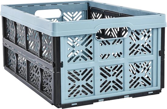 Opvouwbare opslagdoos 32L - Stevige kunststof vouwdoos 48x35x23 cm in Nordic Blue
