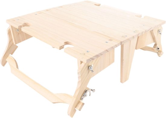 Opvouwbare Picknicktafel - Houten Tafelmand - Buiten Genieten - Met Wijnglashouder - 36 x 25 x 4 cm - Houtnerf