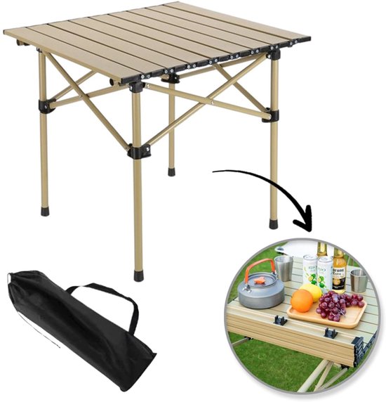 Opvouwbare Picknicktafel - Vierkant - Small - 53x51x50 CM - Beige/bruin