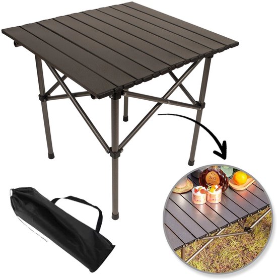 Opvouwbare Picknicktafel | Vierkant | Small | 53x51x50 CM | Donkergrijs van Merkloos