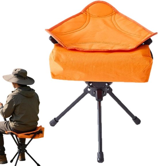 Opvouwbare Reiskruk - Inklapbare Zit - Outdoor Zitten - Compact Draagbaar - 40 cm Hoog - Oranje