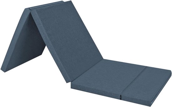 Opvouwbare Reismatras - Logeerbed Matras - Comfortabel Slapen - Dubbelzijdig Wasbaar - 180 x 60 x 5 cm - Blauw