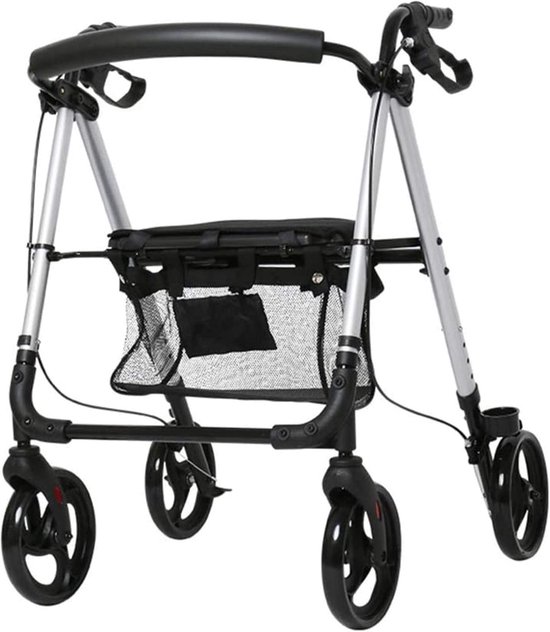 Opvouwbare Rollator Rollator Rollator Rollator Walker, Looprek 4 Wiel Opvouwbaar Compact Mobiliteitshulpmiddelen Met Zitzak Transportstoel Walker Multifunctioneel Wandelstok Ouderen Gehandicapten Del