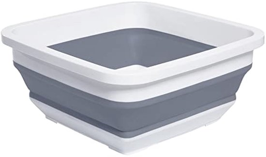 Opvouwbare Schotelpan - Afwasbak RV - Kamperen en Reizen - Ruimtebesparend Ontwerp - 9 Liter Capaciteit - Grijs Vierkant