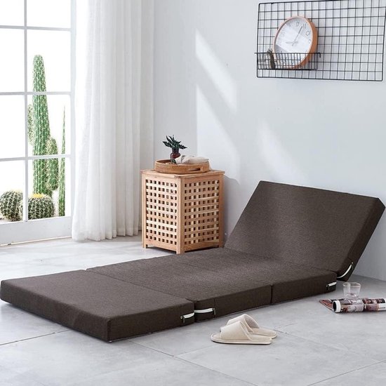 Opvouwbare Schuimmatras - Gastenmatras Futon - Logeren en Reizen - Hoge Dichtheid Schuim - 200 cm - Grijs
