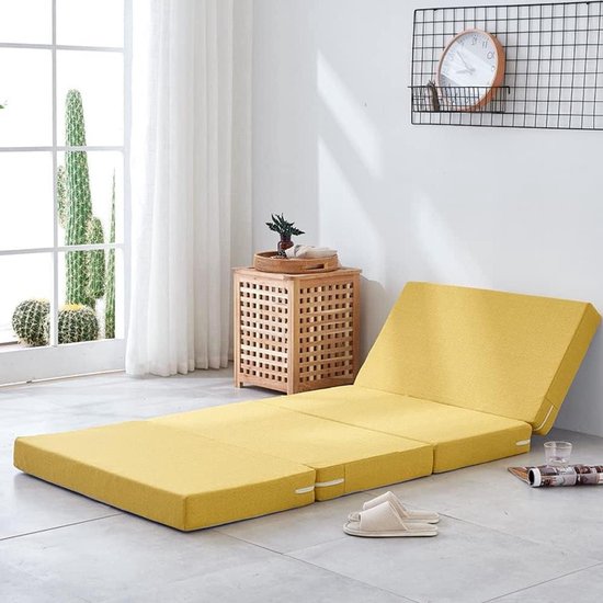 Opvouwbare Schuimmatras - Gastenmatras Vloer - Comfortabel Slapen - Hoge Dichtheid Schuim - 200 cm Enkel - Geel