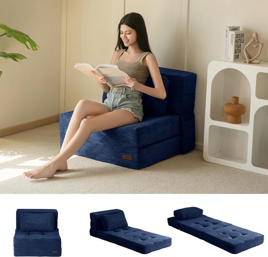 Opvouwbare Schuimrubber Slaapbank - 3-in-1 Gastenbed & Futon - 70x190 cm van Merkloos