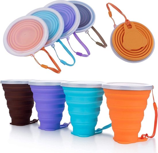 Opvouwbare Silicone Reisbeker - Lichtgewicht Koffiemok - 4 Stuks
