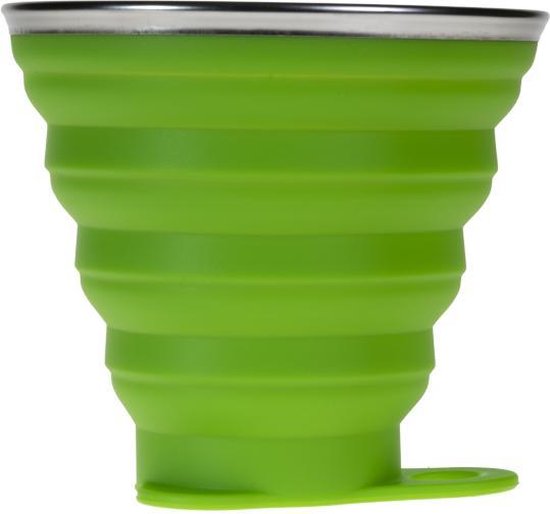 Opvouwbare siliconen beker met deksel 200 ml groen van Merkloos