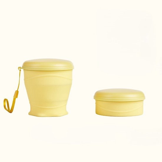 Opvouwbare siliconen reisbeker met stofwerend deksel, 260 ml, BPA-vrij, draagbaar, herbruikbaar voor kamperen, picknicken, reizen en kantoor, Geel