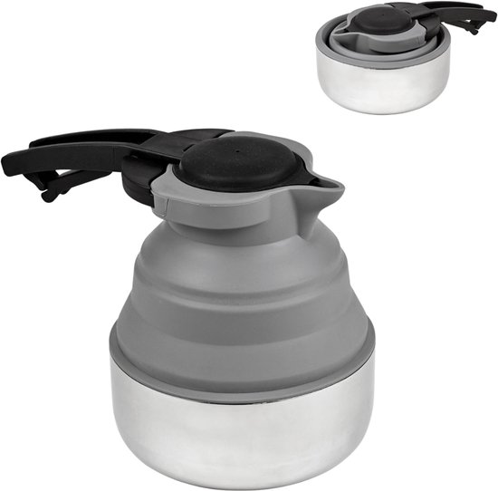Opvouwbare Siliconen waterkoker - 1,8 liter - Ideaal voor op camping - Compact & Lichtgewicht voor Kamperen en Outdoor - Campingwaterkoker - Platinet