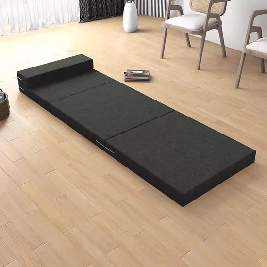 Opvouwbare Slaapbank - Logeerbed Matras - Compact Slapen - Drievoudig Matras - 200 x 70 x 5 cm - Zwart