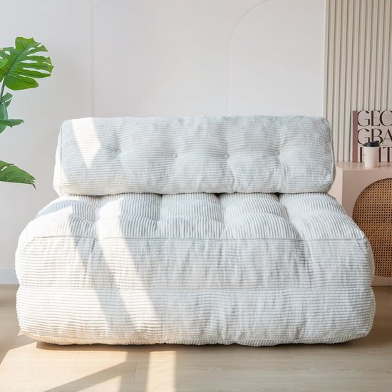 Opvouwbare Slaapbank & Relaxstoel 2-in-1 met Kussen en Rugsteun 90x130x40 cm – Comfortabele Foam Slaapstoel Bed voor Woonkamer & Slaapkamer Beige van Merkloos