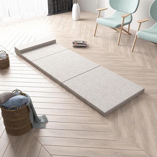 Opvouwbare Slaapbank - Vouwmatras Gastenbed - Comfortabel Slapen - Wasbare Hoes - 200 x 90 x 5 cm - Kaki