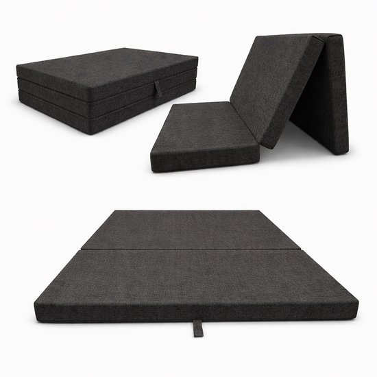 Opvouwbare Slaapmat 2-in-1 180 x 65 x 7 cm – Campingmat met Rugleuning – Ligmat en Stoel voor Strand, Camping en Tuin, grafiet van Merkloos