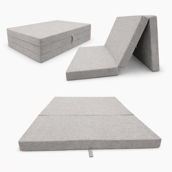 Opvouwbare Slaapmat 2-in-1 180 x 65 x 7 cm – Campingmat met Rugleuning – Ligmat en Stoel voor Strand, Camping en Tuin, grijs van Merkloos