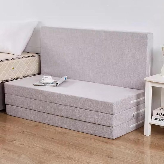 Opvouwbare Slaapmat - Gastmatras Campingbed - Comfortabel Slapen - Afneembare Hoes - 200x100x10cm - Grijs van Merkloos
