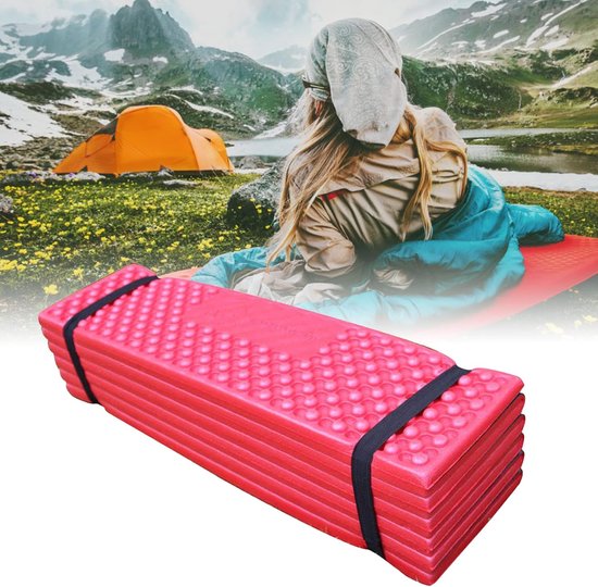 Opvouwbare Slaapmat - Kampeer Kussen - Buiten Slapen - Verdikt Eierkrat Design - 350 Gram - Rood Zwart