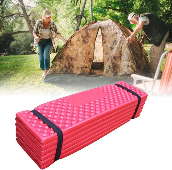 Opvouwbare Slaapmat - Kampeer Mat - Buiten Kamperen - Verdikt Eierkrat Ontwerp - 186x57cm - Rood met Zwart