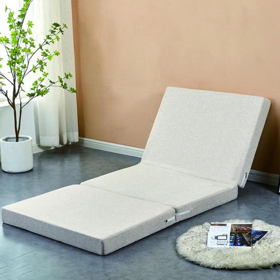 Opvouwbare Slaapmat - Vouwmatras Gastenmatras - Comfortabel Slapen - Wasbare Hoes - 190x100x10cm - Grijs van Merkloos
