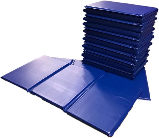 Opvouwbare Slaapmatten - Kinderkamer Matten - Slaapcomfort Kinderen - Drievoudig Opvouwbaar - 2.5 cm Dik - Blauw
