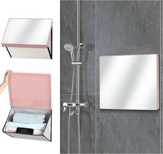 Opvouwbare spiegelkast voor badkamer - wandmontage opbergplank - waterdichte opbergdoos voor kleding van $