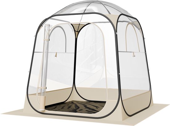 Opvouwbare Sport Tent, 160 x 160 cm Transparante Bel Tent voor 2-4 Personen, Waterdichte Buiten Schuilplaats Met Vloermat en Topdeksel, Dome Tent voor Kamperen, Evenementen, Vissen en Buitenactiviteiten van TOMOUNT
