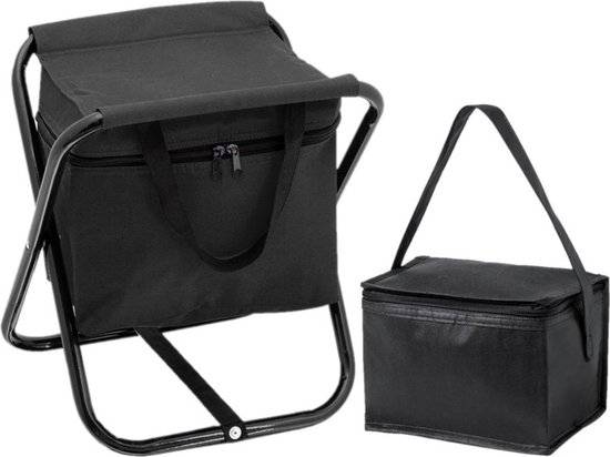 Opvouwbare stoel met ingebouwde koeltas en extra kleine koeltas zwart - Campingstoelen - Opvouwbare stoelen - Koeltassen van Yello
