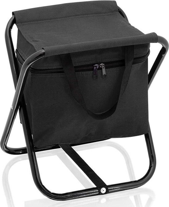 Opvouwbare stoel met koeltas zwart 26 x 34 x 32 cm - Campingstoelen - Opvouwbare stoelen - Koeltassen van Merkloos
