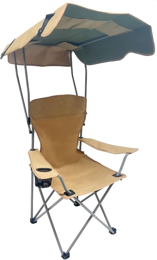 Opvouwbare Stoel - Relaxstoel Ligstoel - Buitenactiviteiten Genieten - Met Opvouwbare Luifel - Tot 175 kg - Kaki